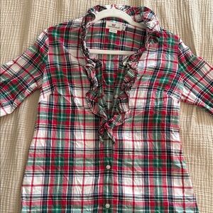 Vineyard Vines Red and Green Plaid Blouse